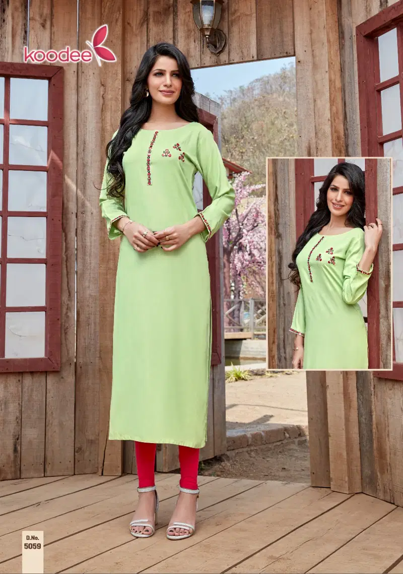 Koodee Pahal 9 Latest Embroidery Work Casual wear Kurtis Collection 